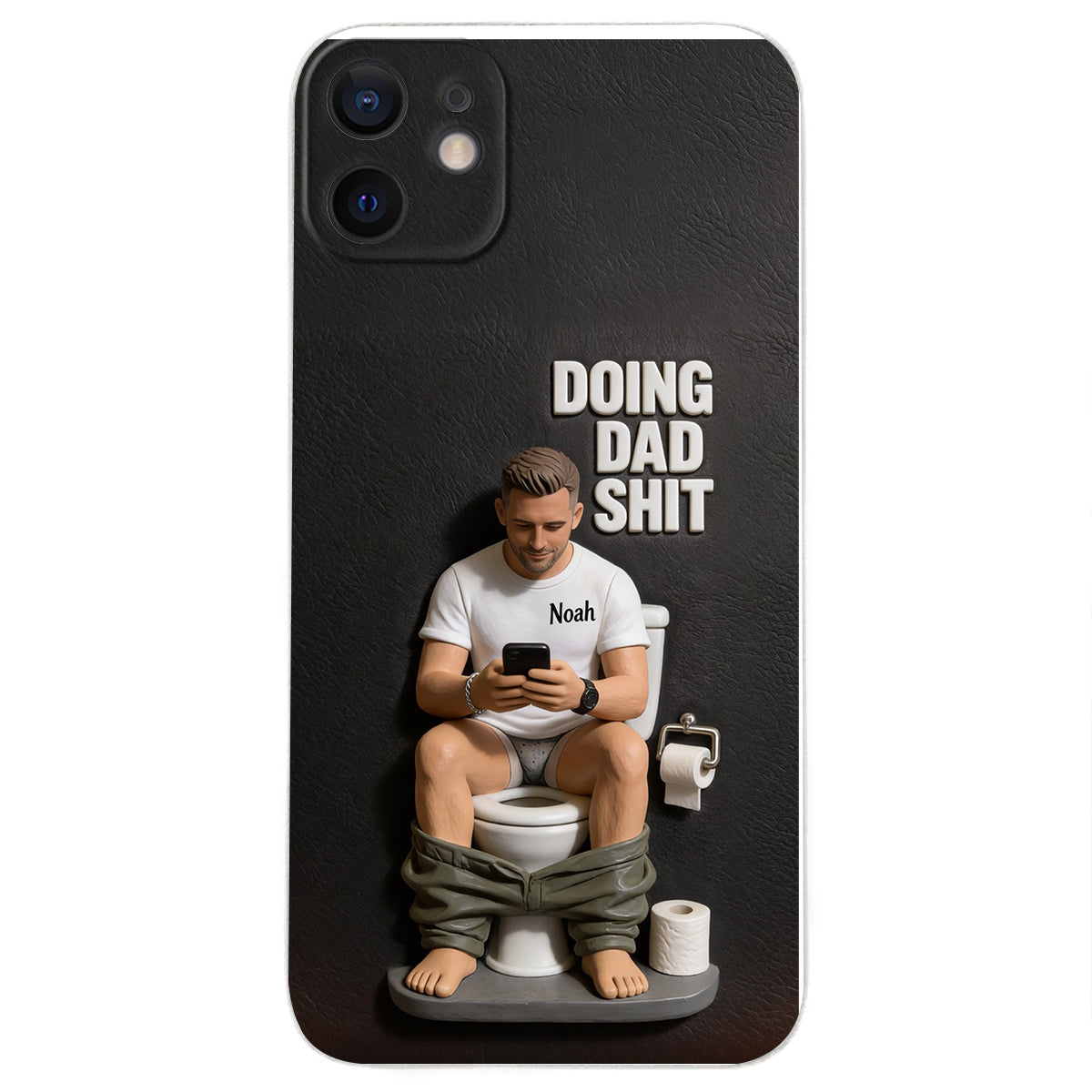 Doing Dad Shit - Personalized Father 3D Embossed Leather Phone Case