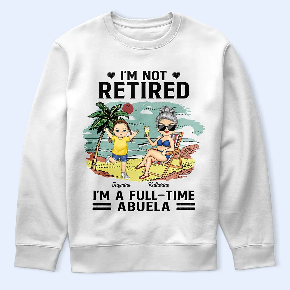 Full-Time Grandma on Vacation Classic Tee – Personalized Family Shirt with Names and Tropical Scene