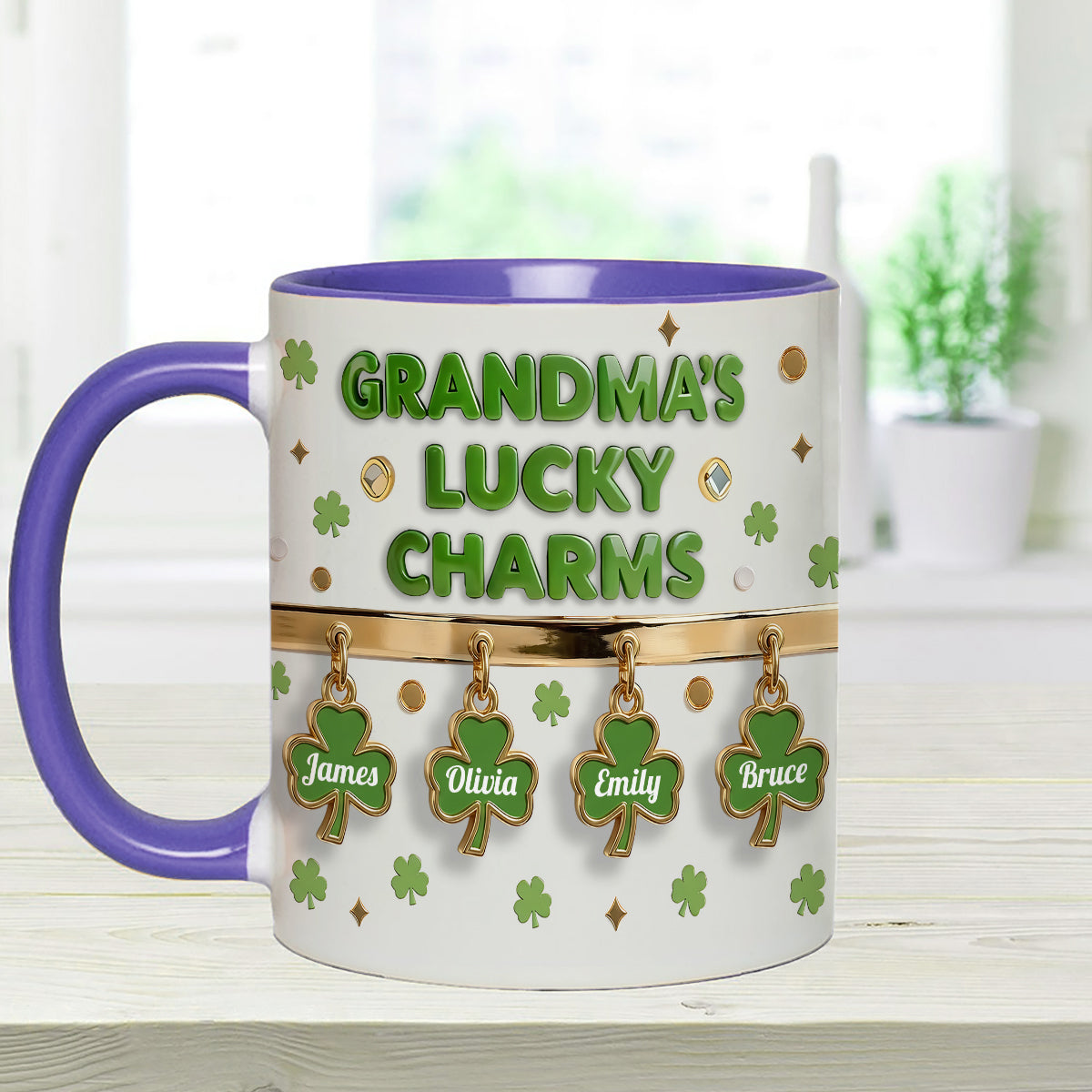 Grandma's Lucky Charms - Personalized Grandma Set Accent Mug With Acrylic Stirrers