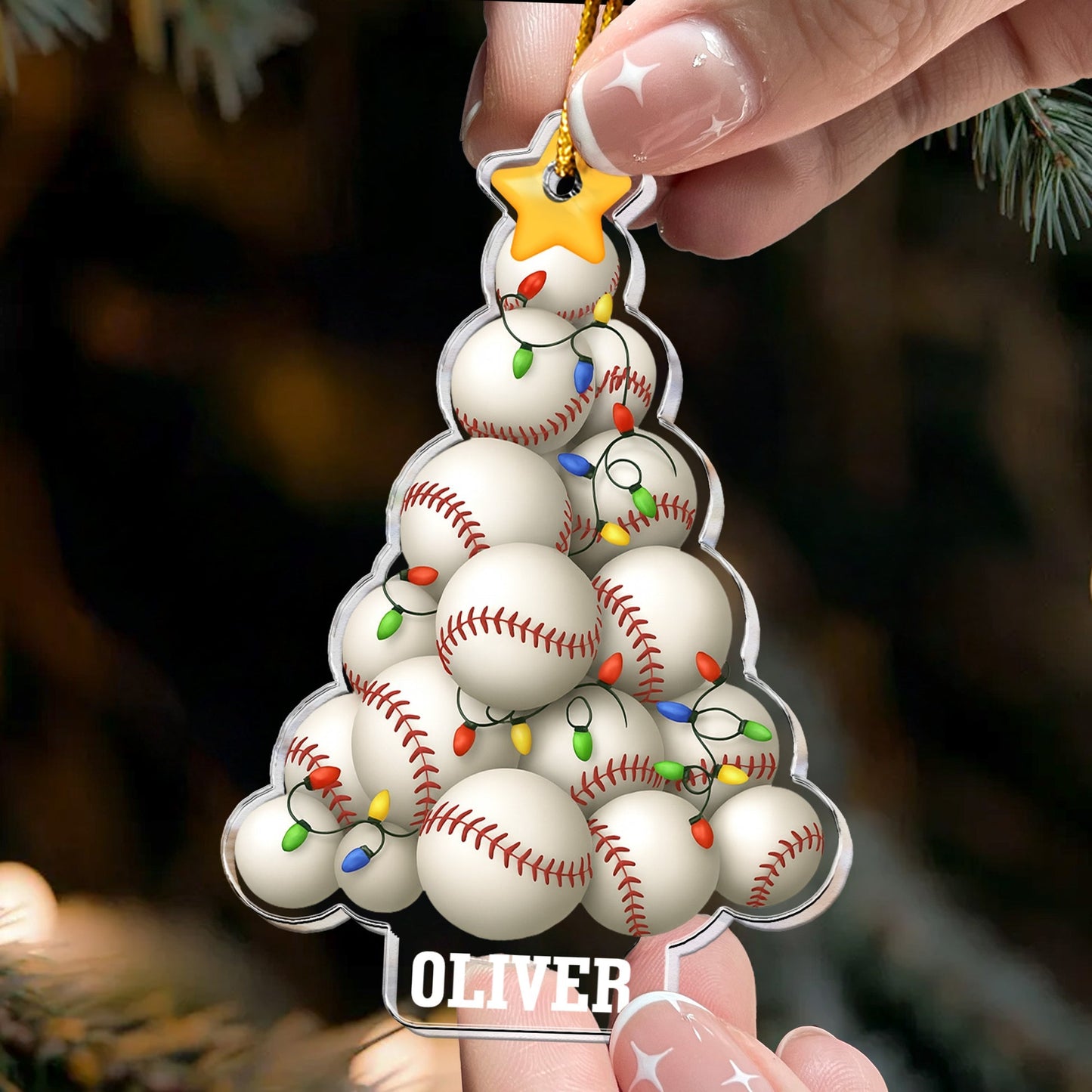 Baseball Tree Acrylic Ornament – Festive Sports Gift for Baseball Fans & Players