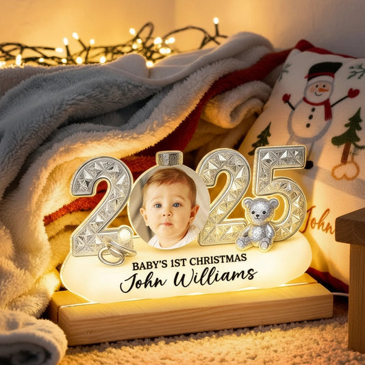 LED Light Plaque Baby Photo Night Light, Warm Glow for Christmas Nursery Decor, Cozy Keepsake, a Unique Gift for New Parents