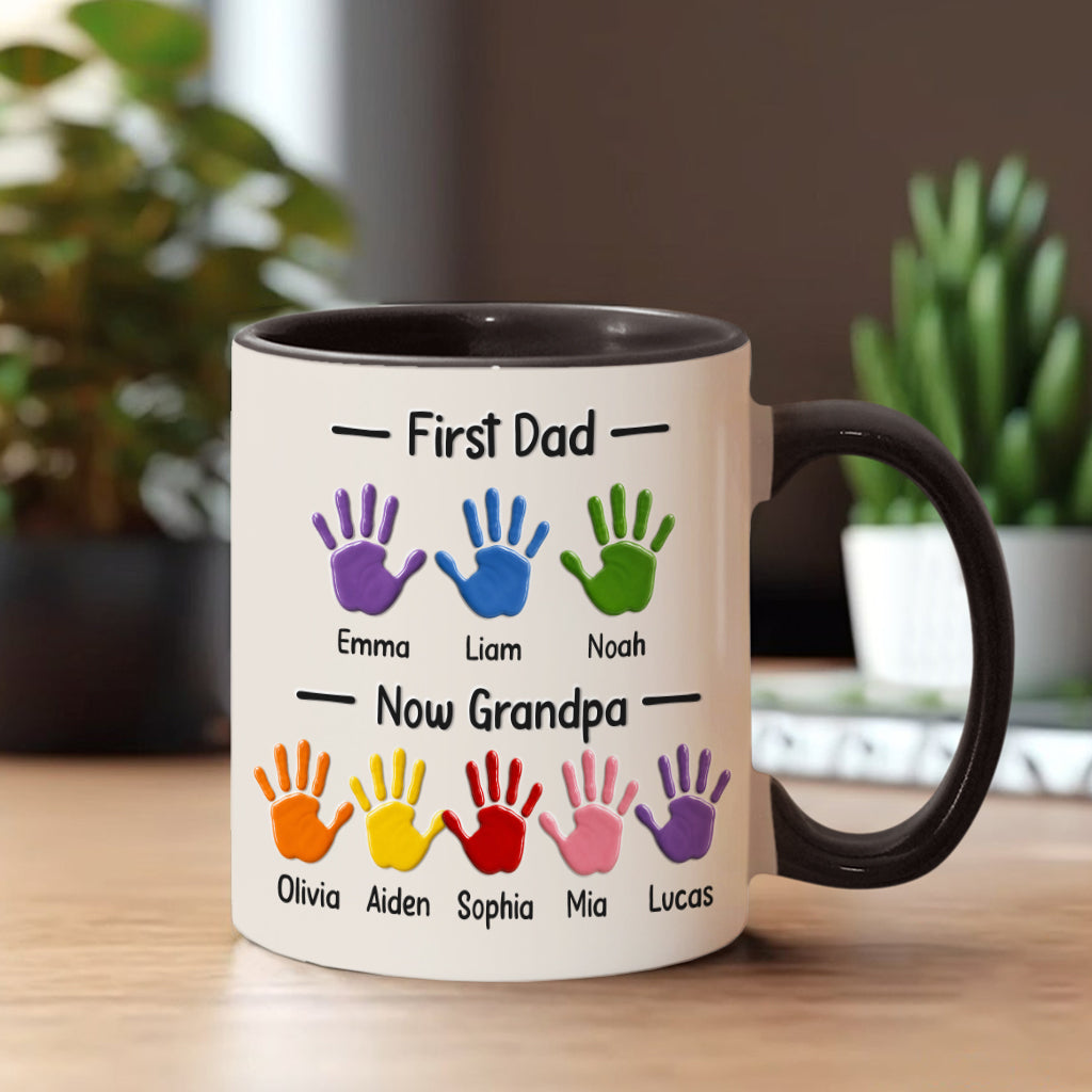 First Dad, Now Grandpa - Personalized Grandpa Accent Mug With Gift Box