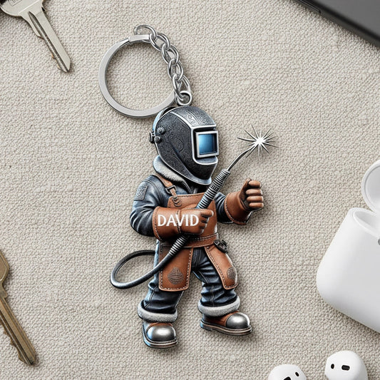 Custom Name Welder Acrylic Keychain Bright Color Charm For Work Gear Or Keys A Fun Unique Gift