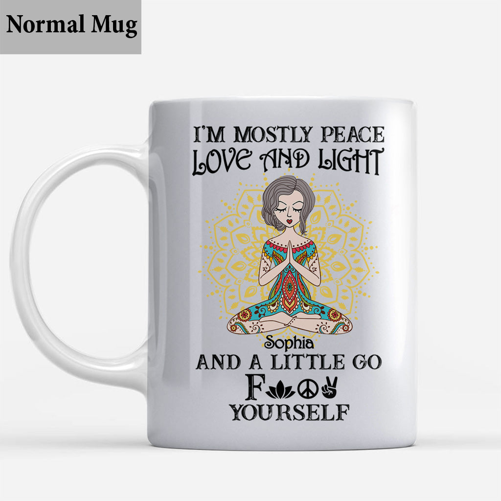 I’m Mostly Peace Love And Light - Personalized Yoga Mug