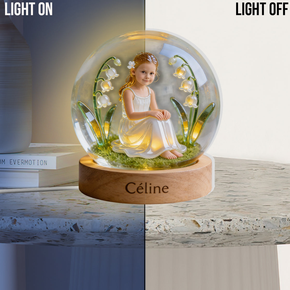 Custom Any Photo Birthmonth Flower - Personalized Self Love Acrylic LED Night Light
