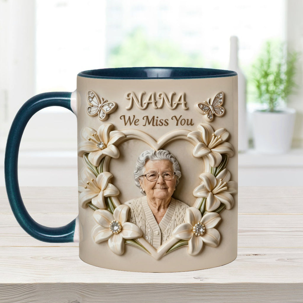 Custom Mug From Any Photo, Birth Flower, Flower Custom, Gift For Her/ Mother/ Grandma... - Personalized Grandma Accent Mug