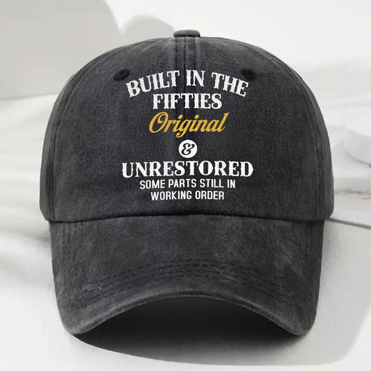 Washed Denim Baseball Cap, Personalized Vintage 'Original & Unrestored' Style for Casual Everyday Wear, Unique Gift Idea