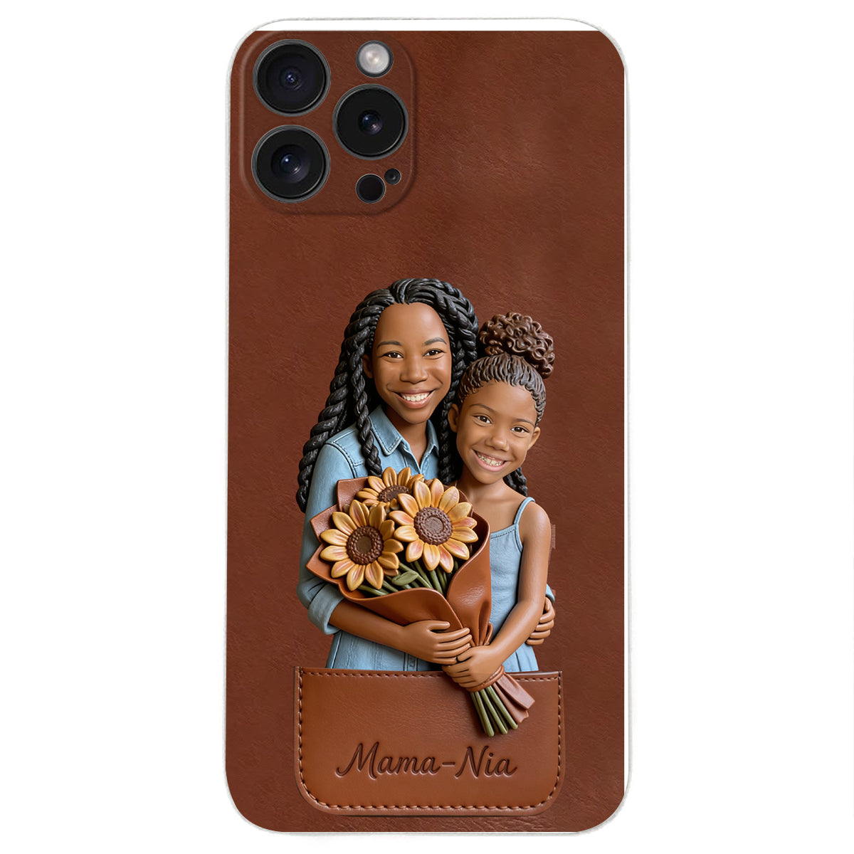 I Love You - Personalized Mother 3D Embossed Leather Phone Case