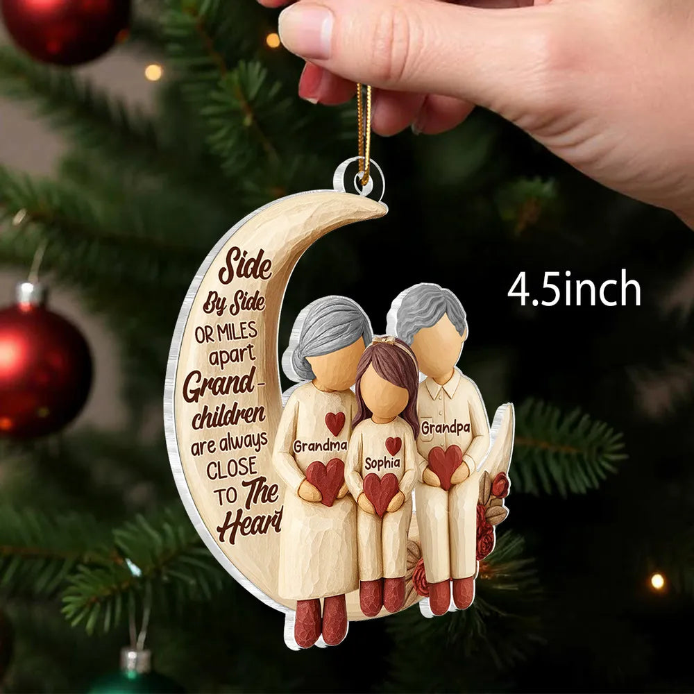 Acrylic Ornament with Grandma and Grandchild Moon Quote Heartwarming Personalized Keepsake for Long-Distance Family Unique Gift
