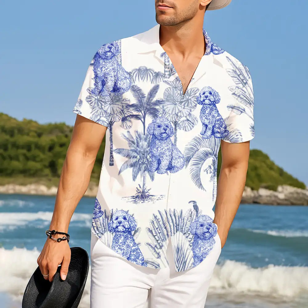 Custom Dog Hawaiian Shirt – Breathable Linen Blend Beachwear for Dad, Husband or Son