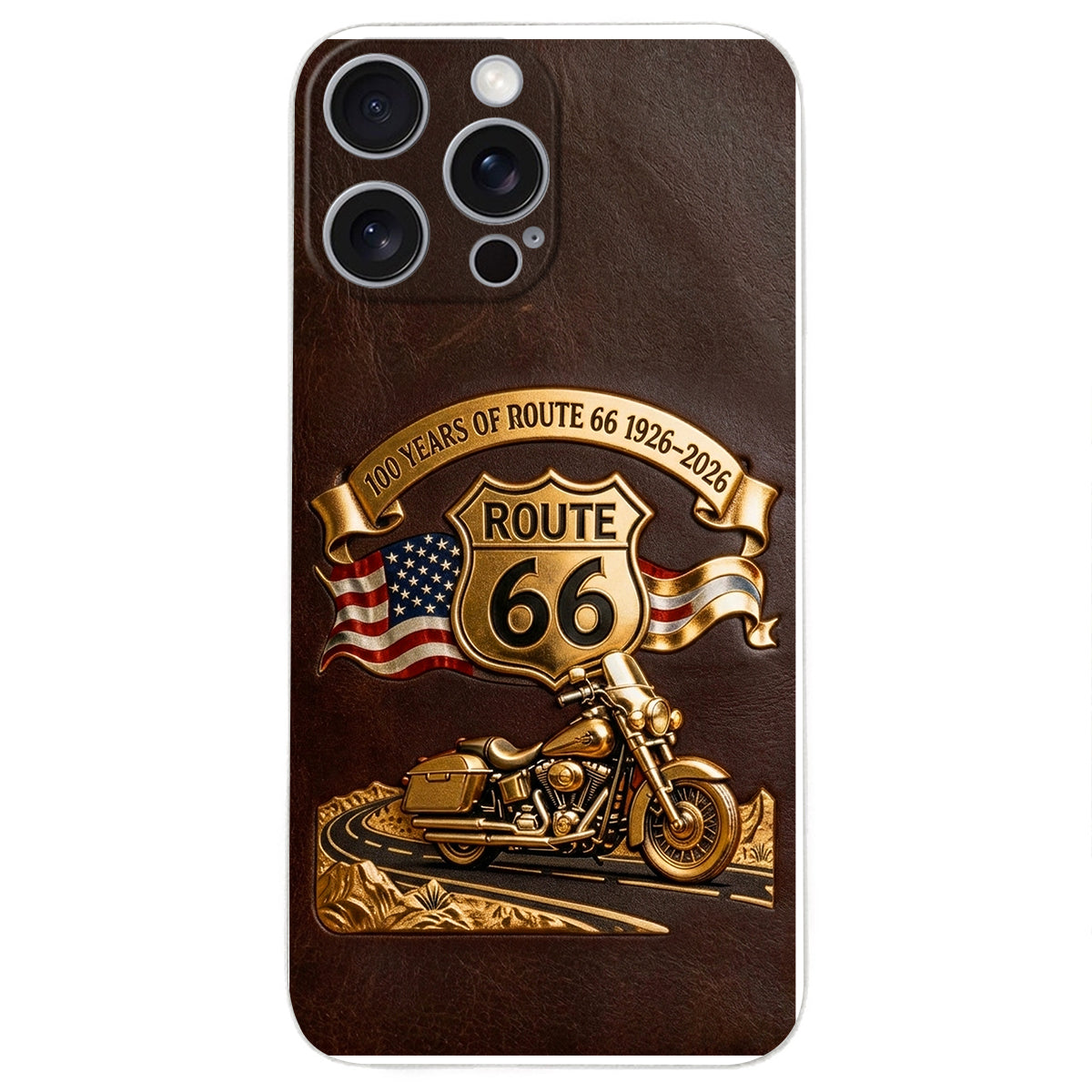 100 Years Of Route Personalized Gifts For Bikers - Personalized Biker 3D Embossed Leather Phone Case