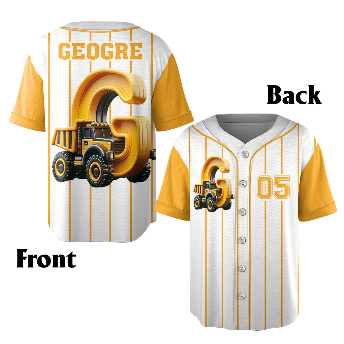 Cute Truck Alphabet Set For Kid - Personalized Kid Jersey Shirt & Shorts
