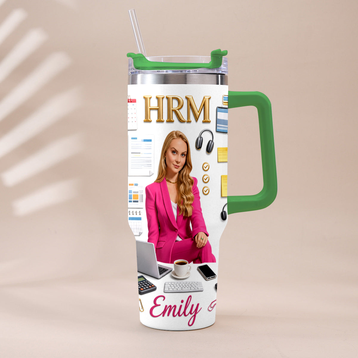 Custom Any Photo Office Staff Gift - Personalized Colleague Tumbler With Plush Charm