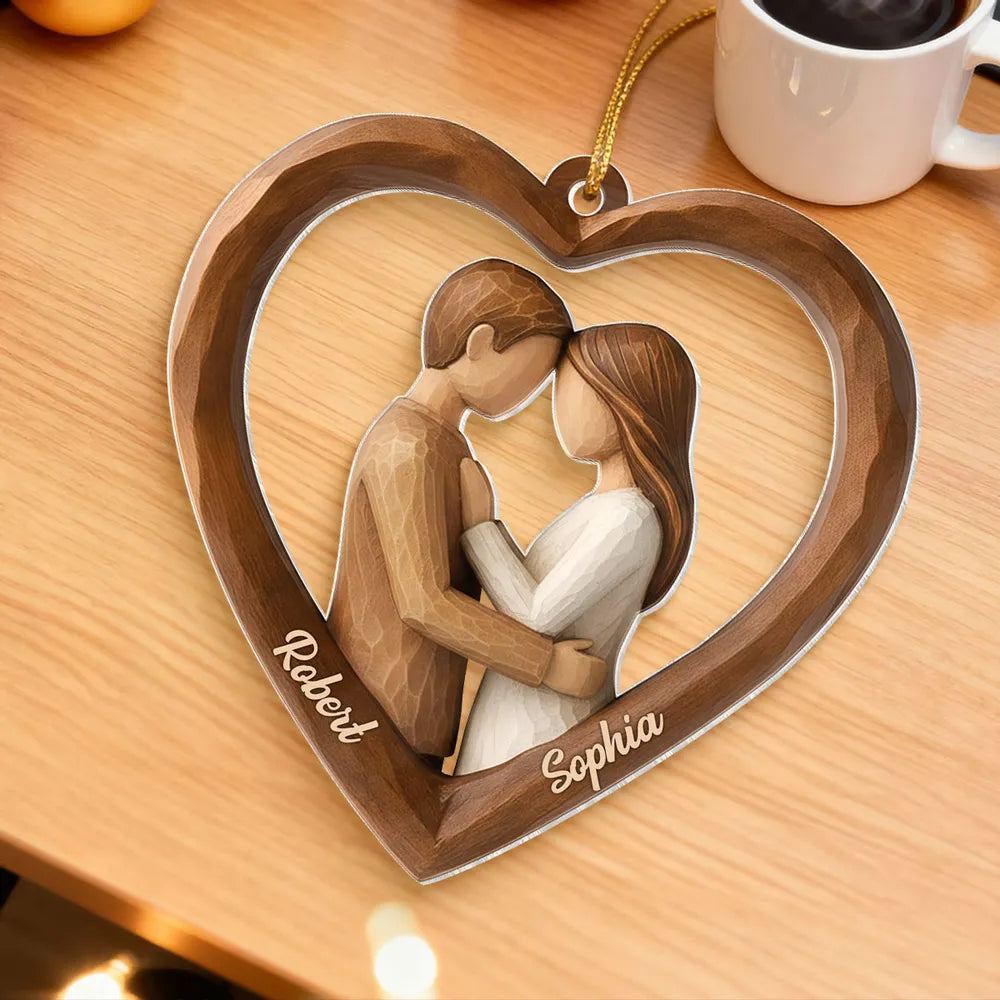 Custom Couple Heart Acrylic Ornament – Unique Hanging Decoration for Romantic Holidays, Anniversaries and Everyday Love Gifts