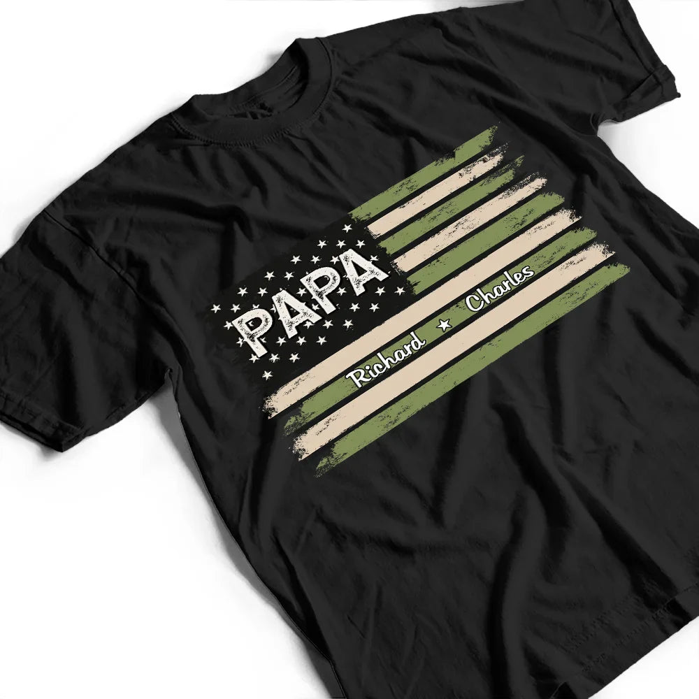 Men's USA Flag T-Shirt with Kids' Names - Personalized Gift