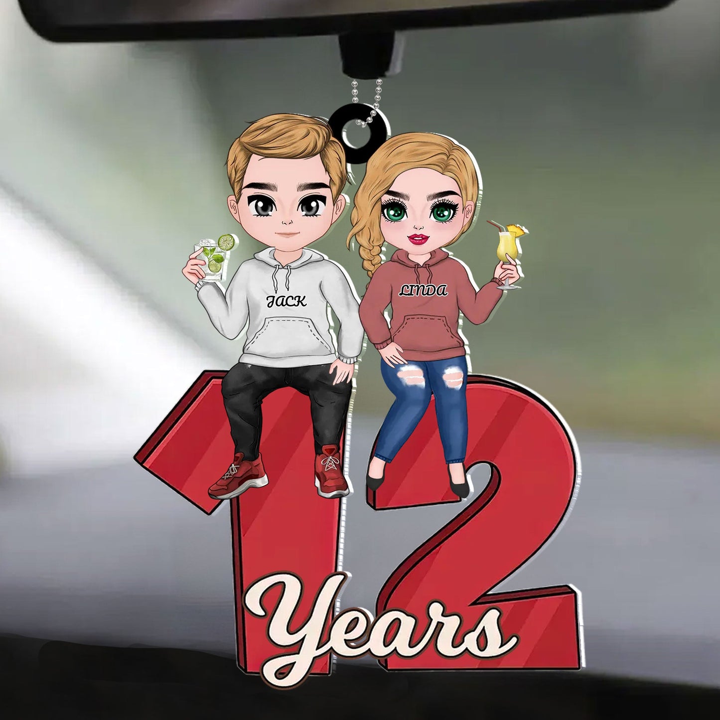 Gifts For Couple - Personalized Car Ornament For Anniversary