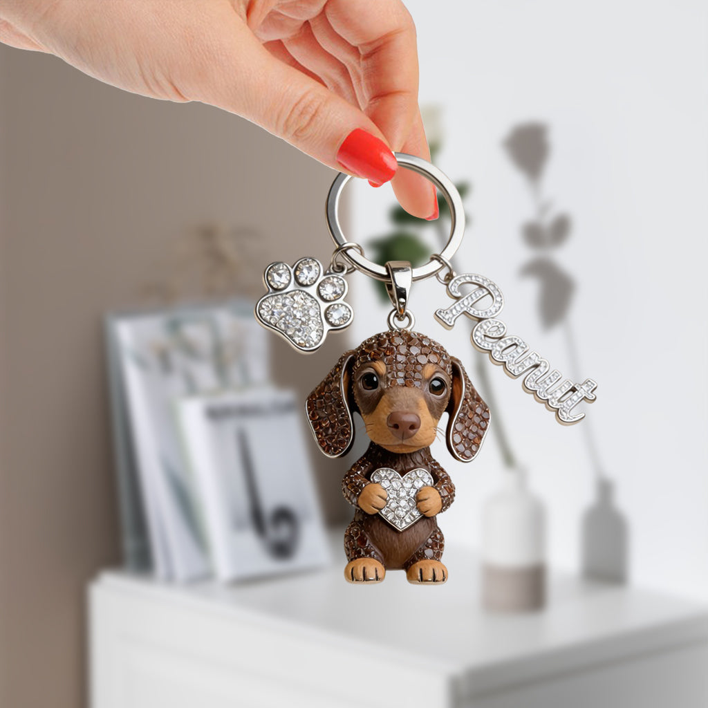 I Love My Dogs - Personalized Dog Premium Keychain With Charms