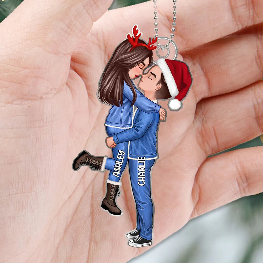 Acrylic Ornament, Personalized Christmas Couple Hug, Ready for the Tree, Romantic Keepsake, a Unique Gift for Your Partner