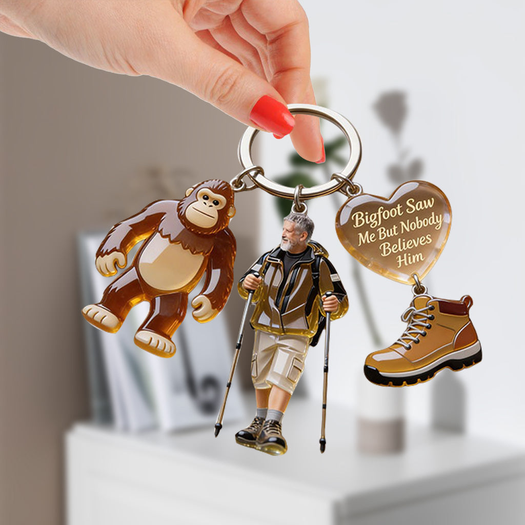 Custom Any Photo - Personalized Hiking Premium Keychain With Charms