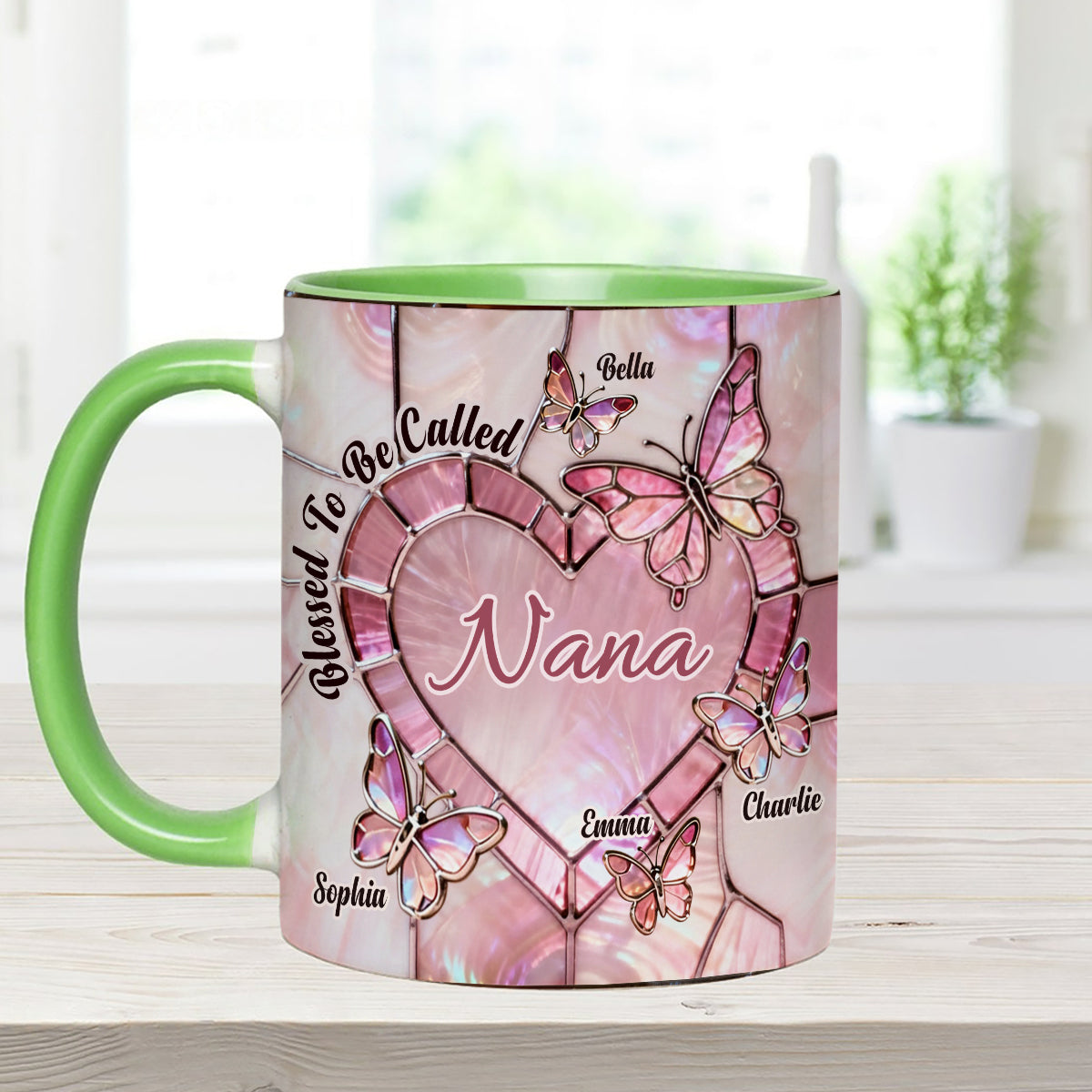 Blessed To Be Called Nana Mama Gigi Grandma - Personalized Grandma Set Accent Mug with Acrylic Stirrers