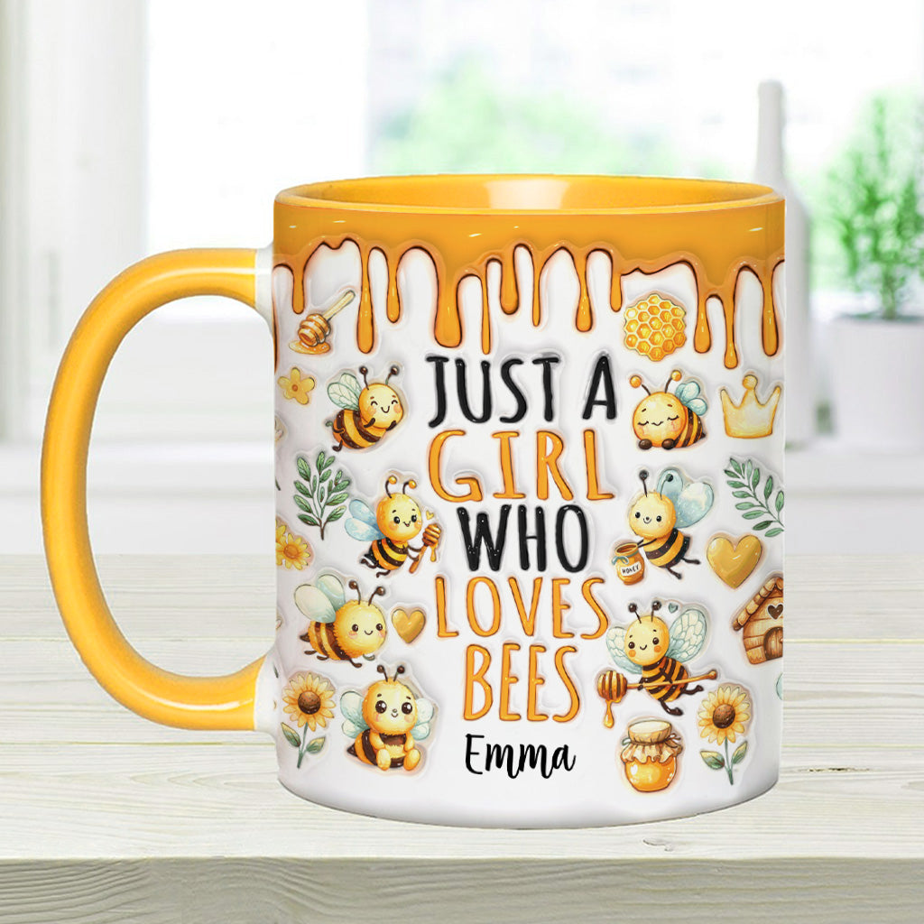 Just A Girl Who Loves Bees - Personalized Bee Accent Mug