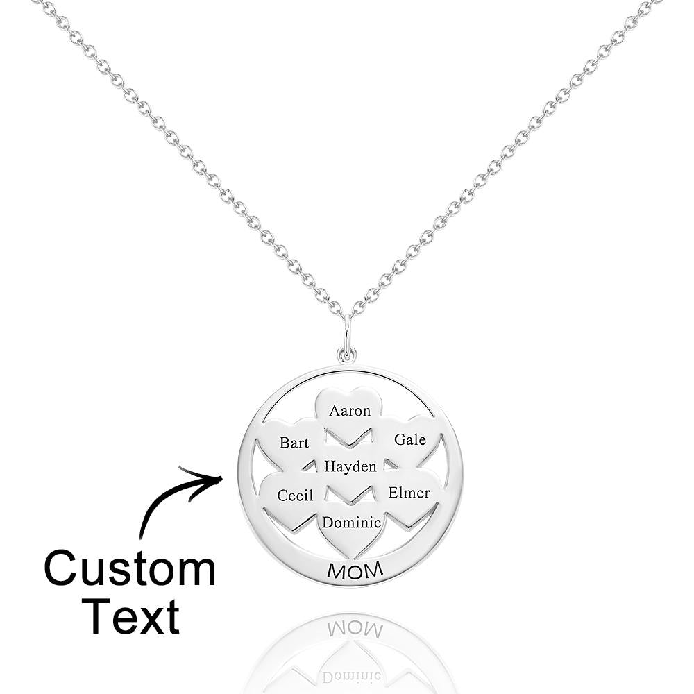 Custom Engraved Circle Hearts Necklace Charm - Personalized Necklace