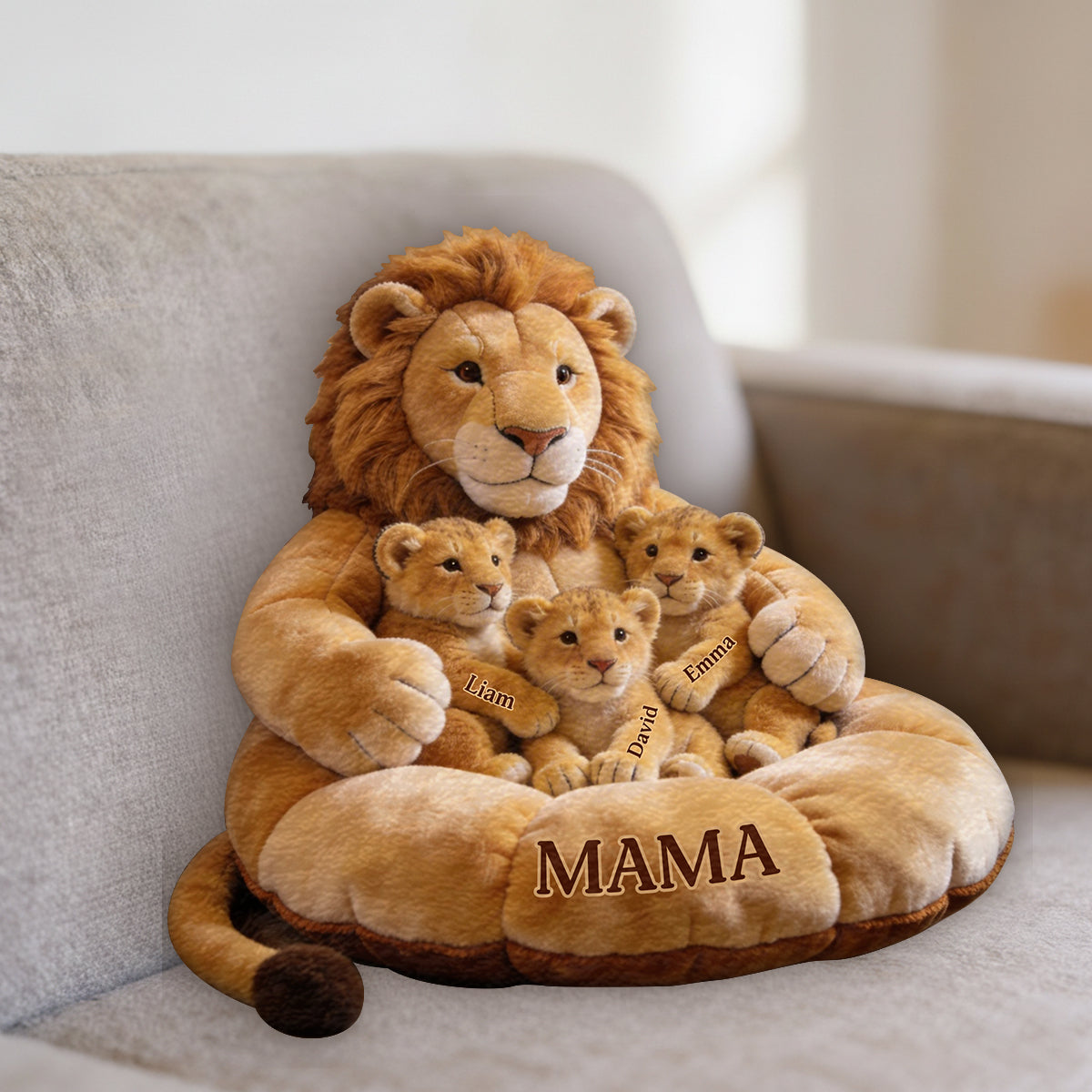 Lion Family Theme Mother's Day - Personalized Mother Premium Faux Fur Pillow