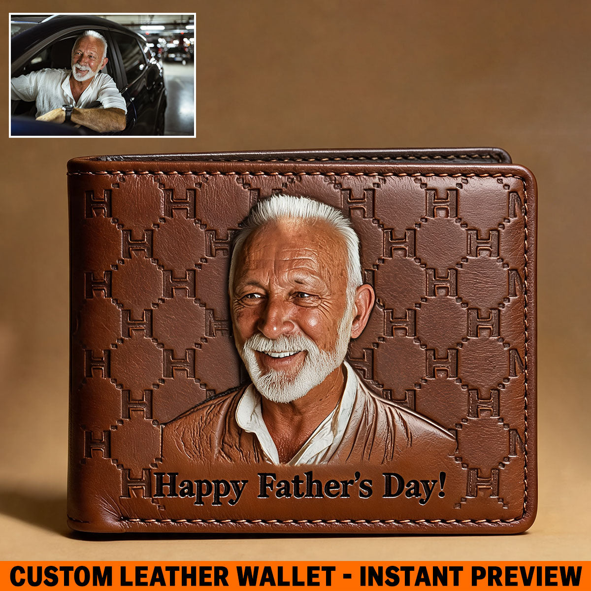 Custom Initial Monogram Gift For Father - Personalized Father Leather Wallet