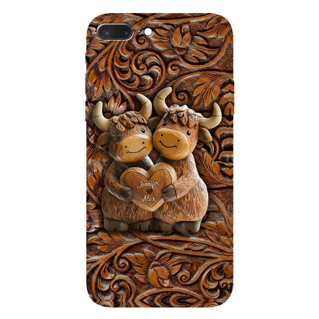 Cute Highland Cow Couple - Personalized Highland Cow Full Print Phone Case
