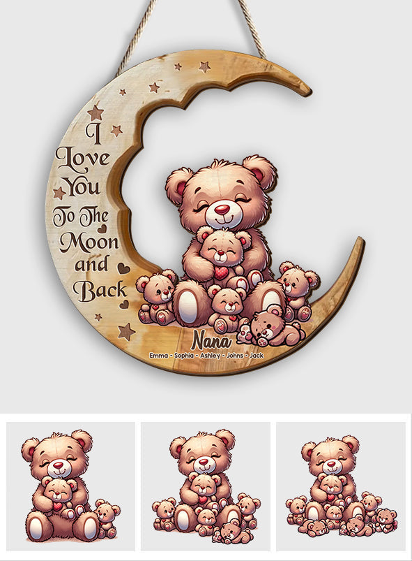 I Love You To The Moon - Personalized Grandma Custom Shaped Wood Sign
