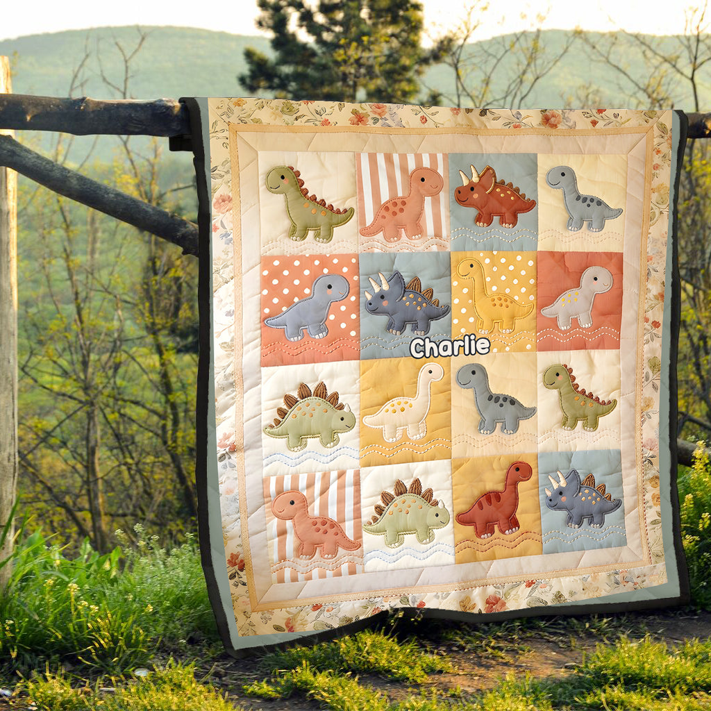 Adorable Dinosaurs - Personalized Kid Quilt