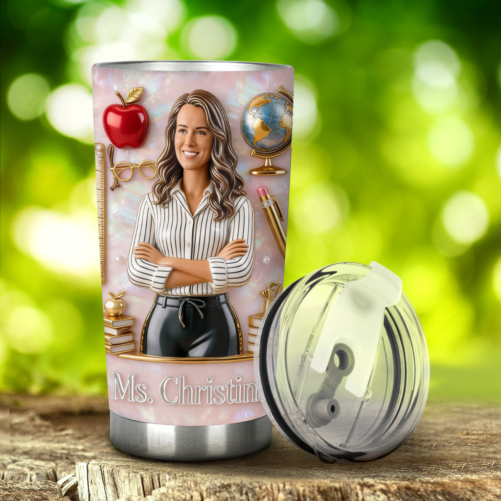 Custom Any Photo Love My Job - Personalized Teacher Tumbler