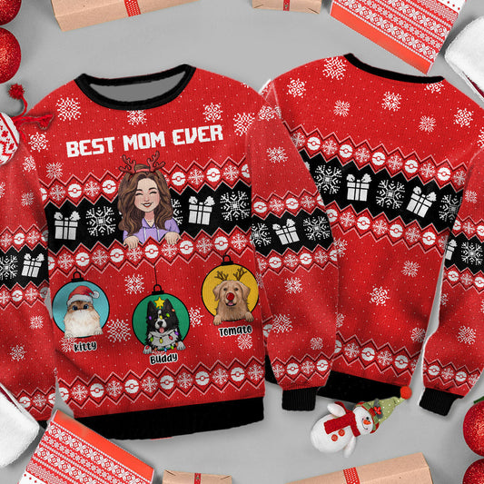 Best Mom Ever - Personalized Dog Ugly Sweater