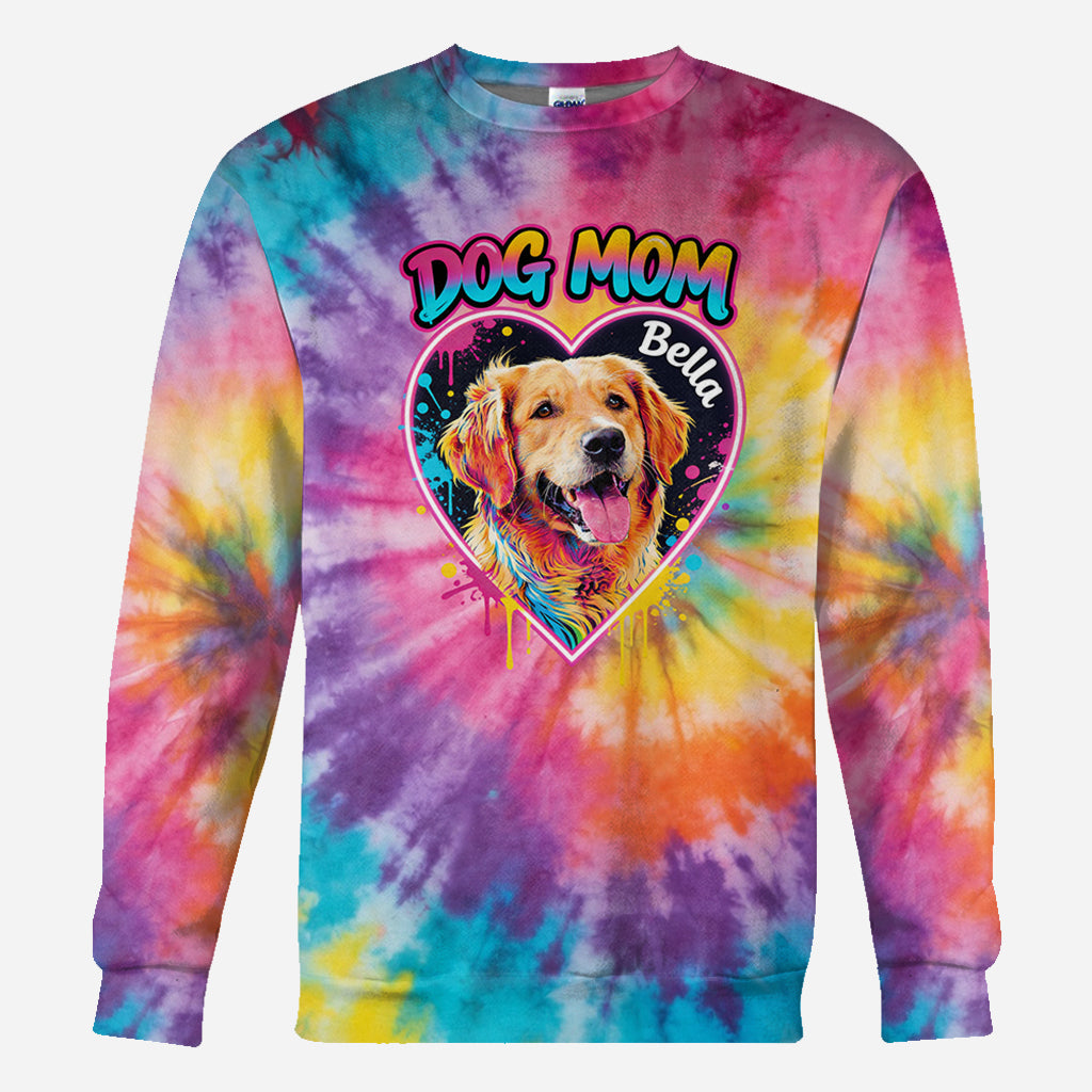 Custom Tie Dye Shirt For Dog Mom/ Dog Dad/ Cat Mom... - Personalized Dog All Over Shirt