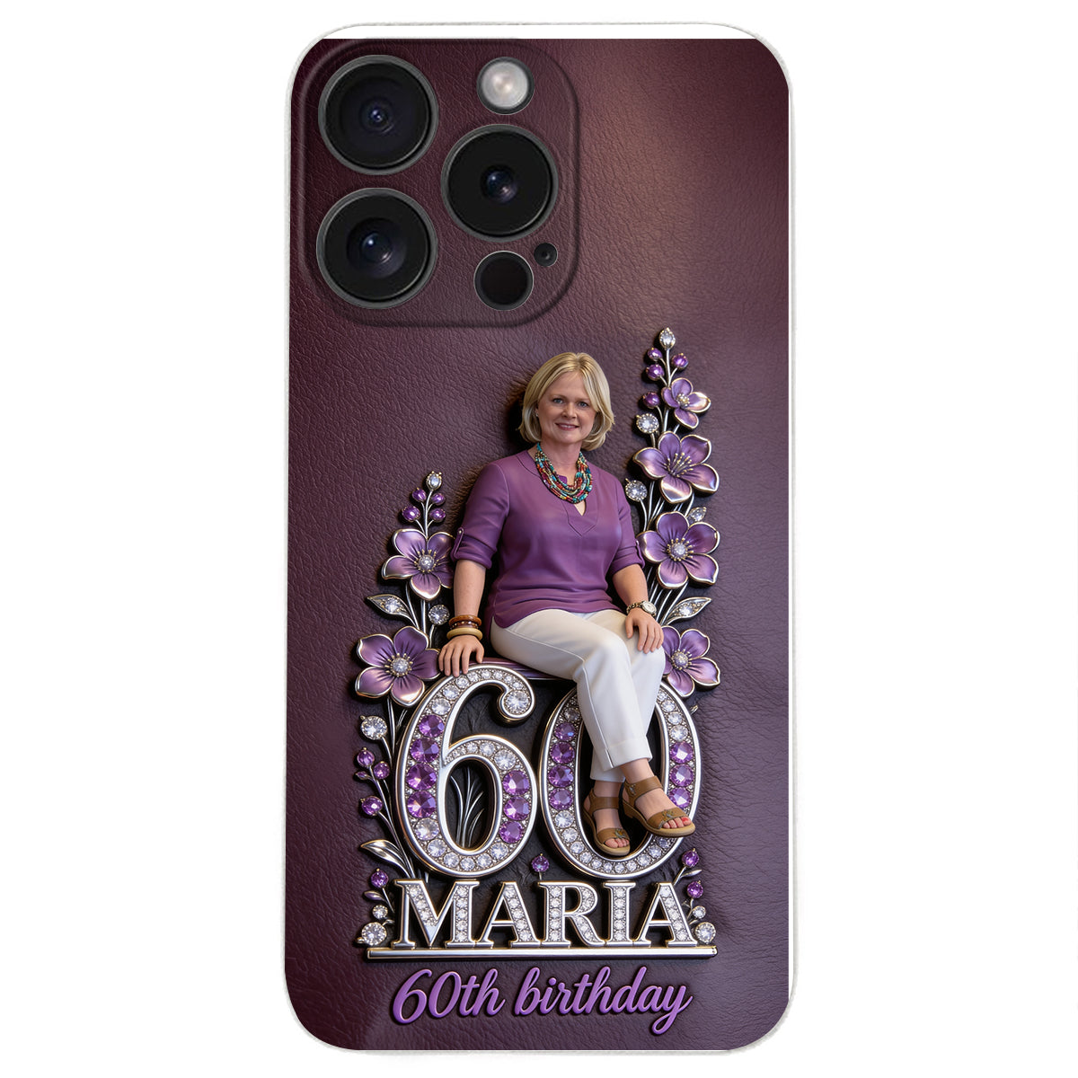 Custom Any Photo Perfect Gift For Mom, Grandma - Personalized Birthday 3D Embossed Leather Phone Case