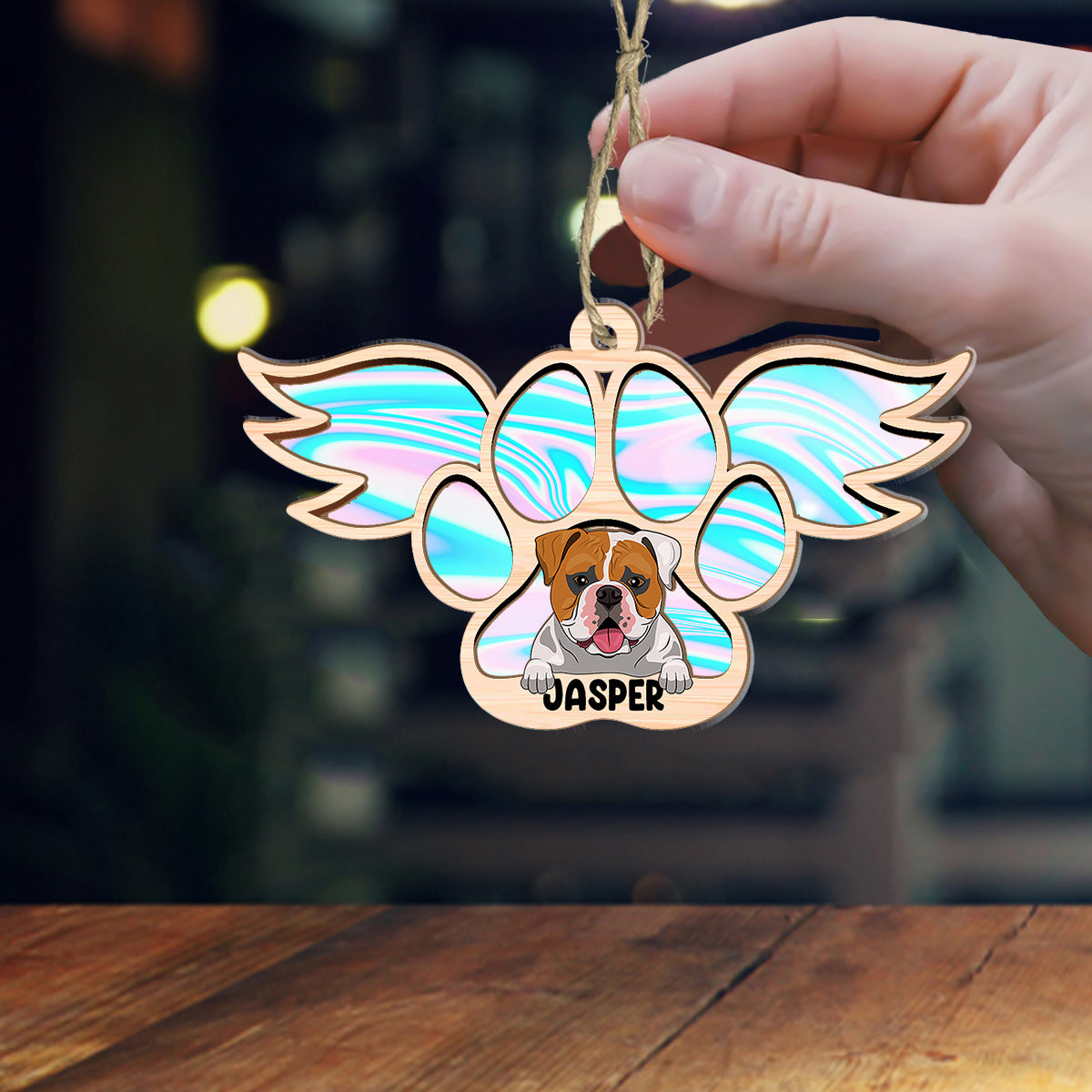 Hologram Angel - Personalized Dog Suncatcher