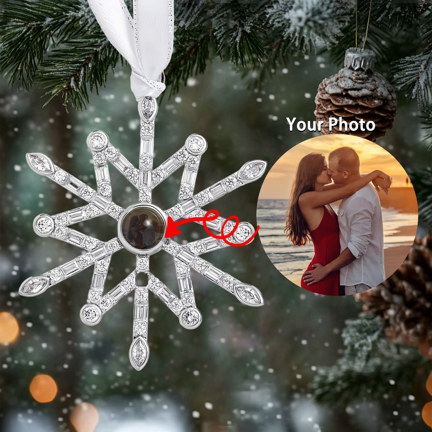 Personalized Photo Ornament - Capture Your Love in Sparkling Elegance