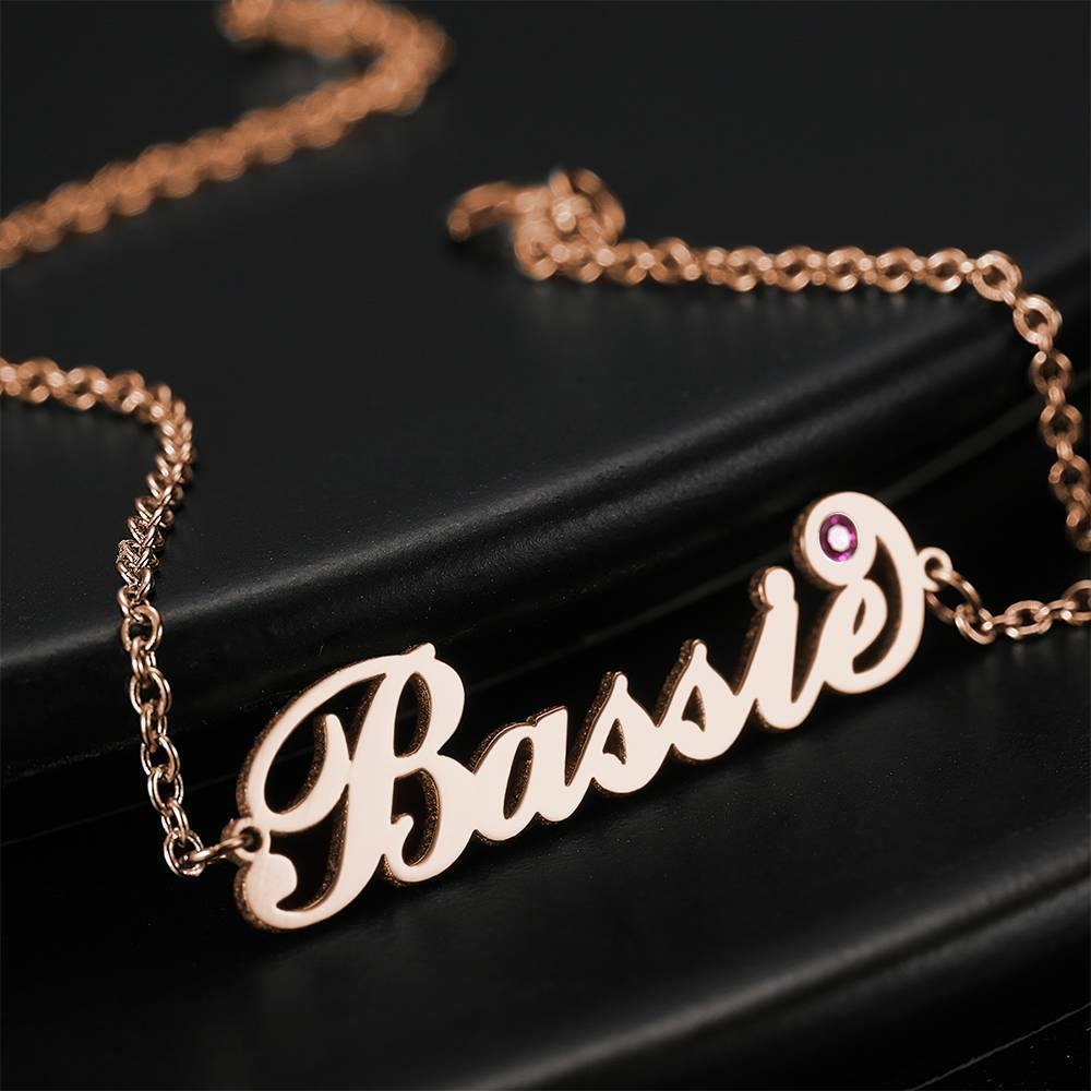 Any Name - Personalized Name Bracelet with Custom Birthstone