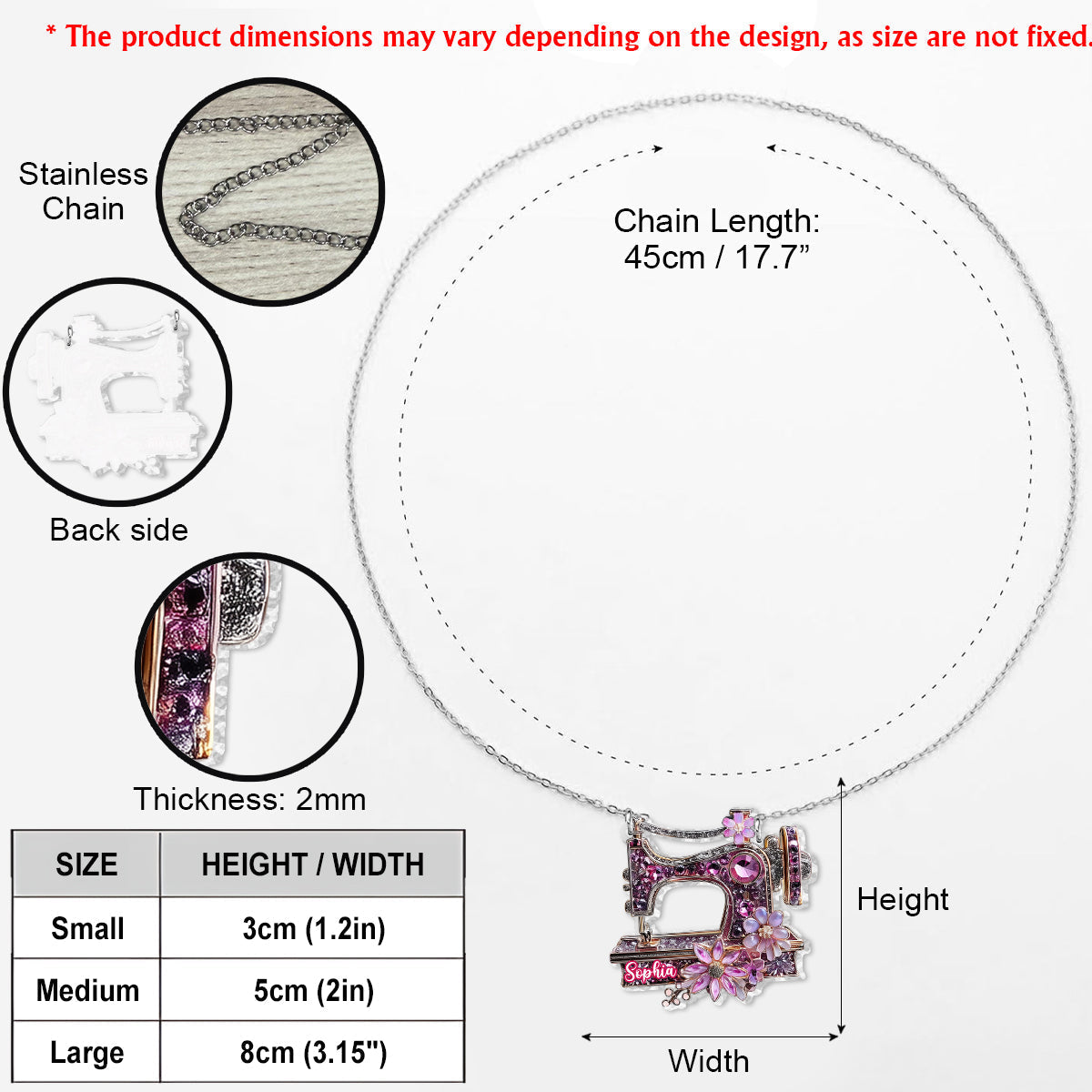 Beautiful Sewing Machine - Personalized Sewing Custom Shaped Pendant Necklace