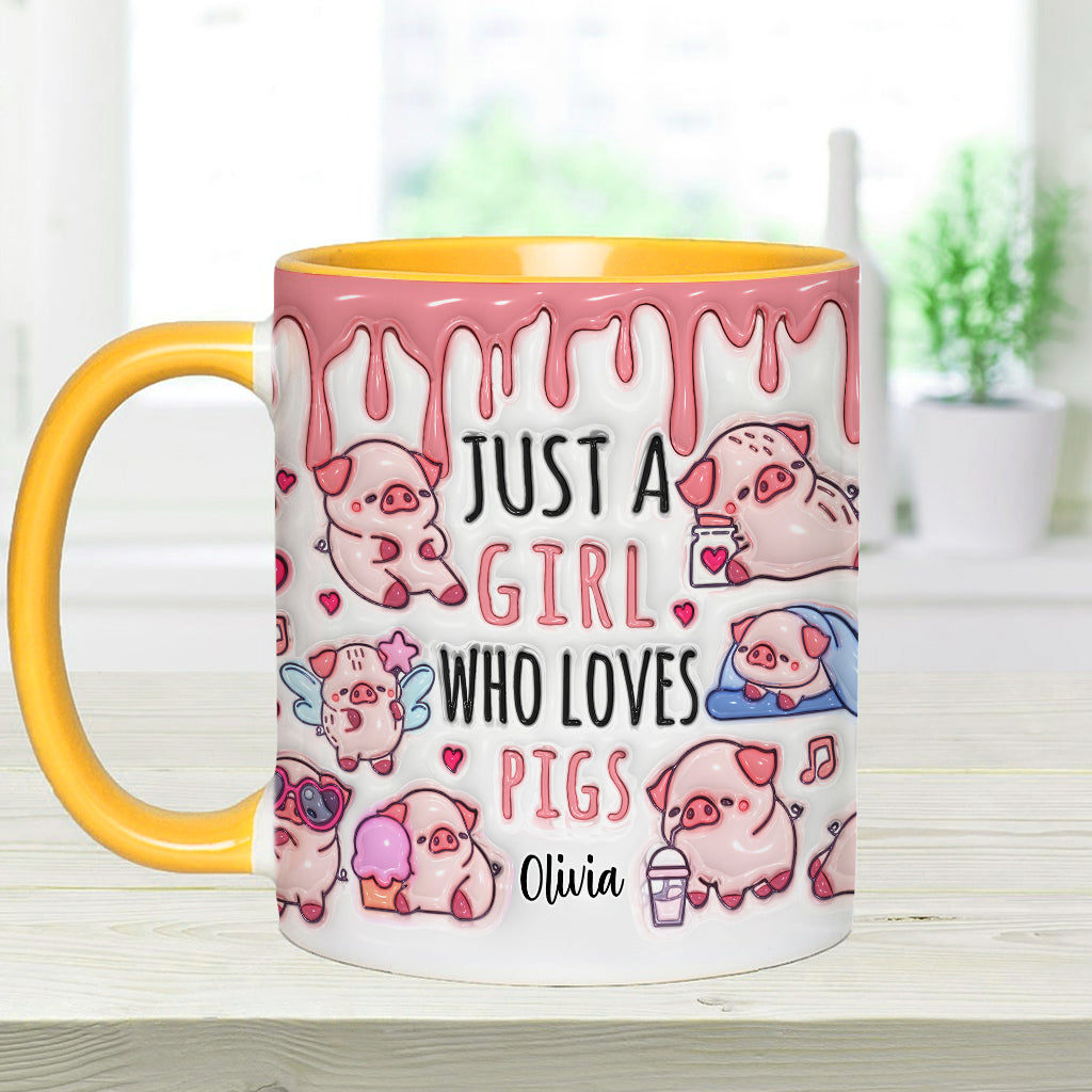 Just A Girl Who Loves Pigs - Personalized Pig Lover Accent Mug