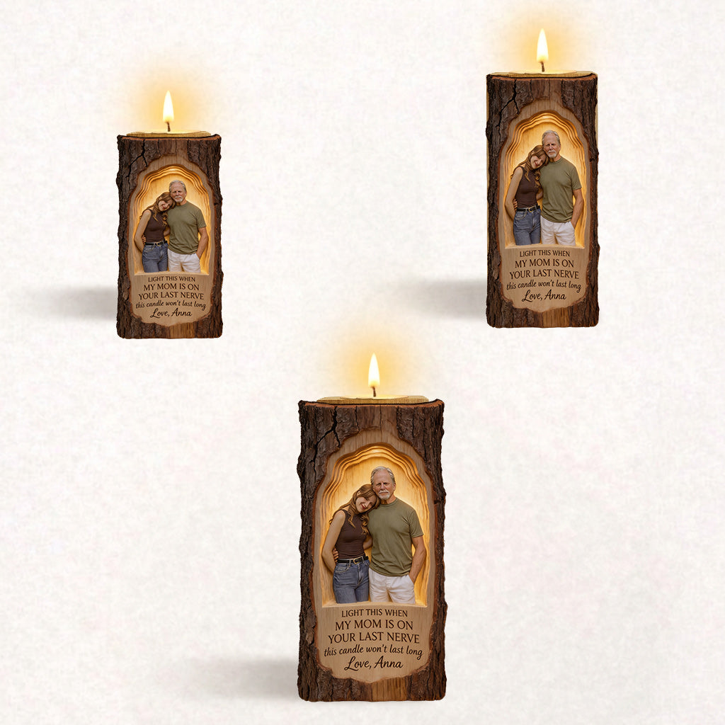 Light This Candle - Personalized Father Custom Shape Wooden Candle Holder