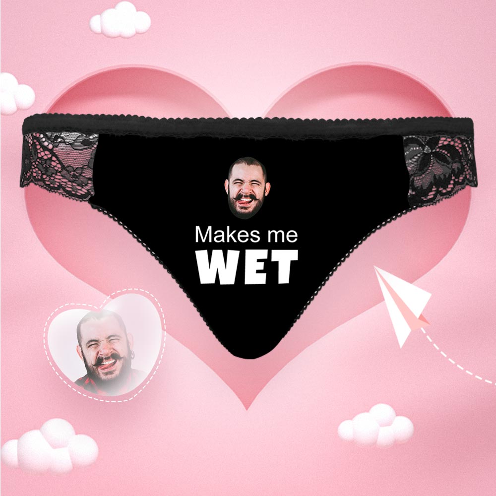 Custom Face Women Lace Sexy Panty - Personalized Couple Black Lace Panties