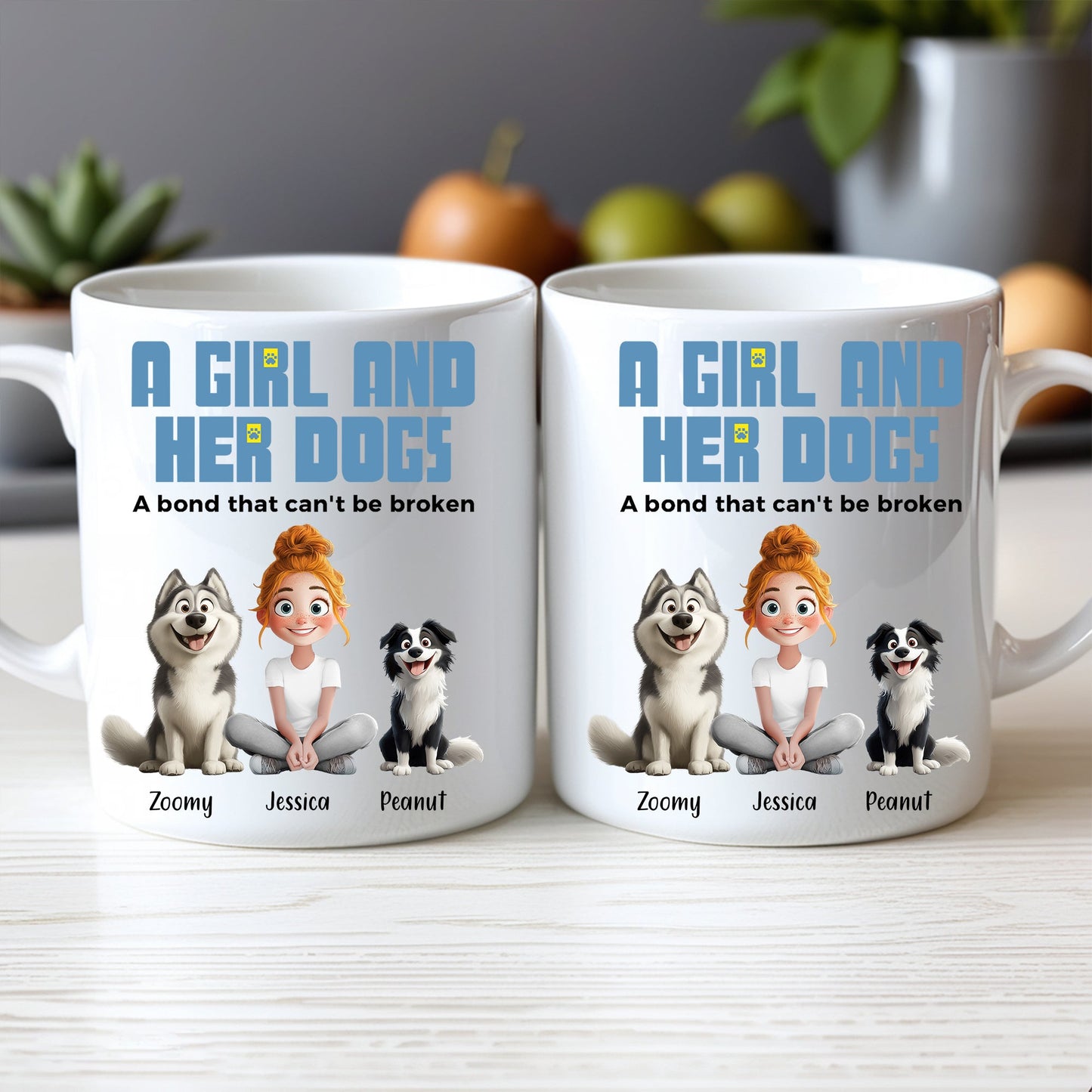 A Girl and Her Dogs" Personalized Mug, Special Gift for Pet Lovers, Perfect Dog Companion Bond Cup