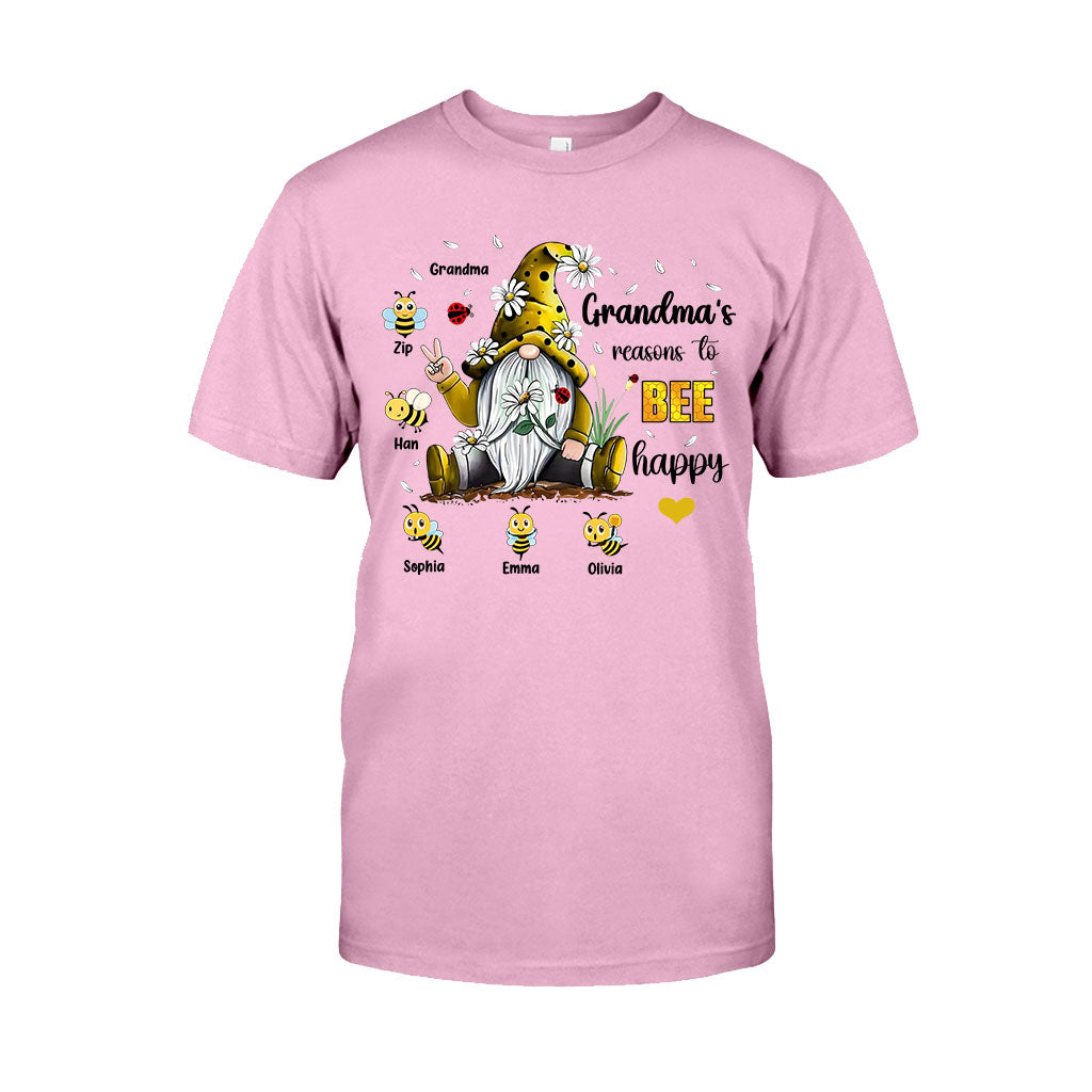 Grandma's Reasons To Bee Happy - Personalized Grandma T-shirt And Hoodie