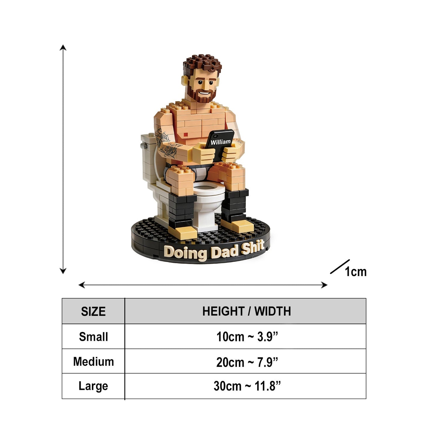 Funny Block Dad - Personalized Father Shaped Building Blocks