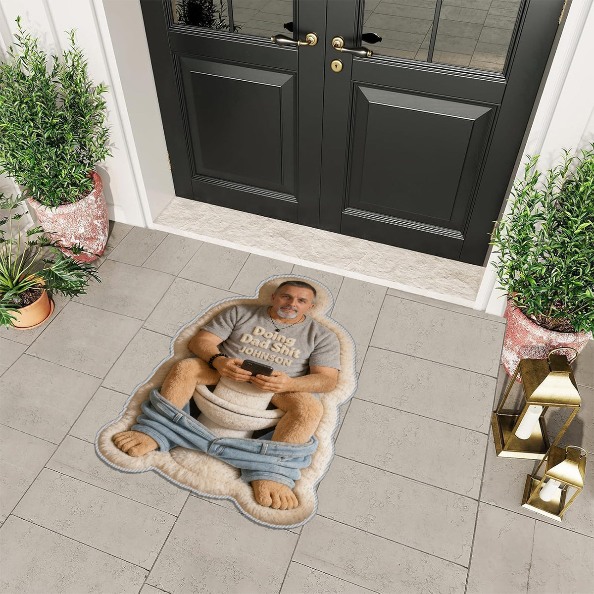 Custom Any Photo Doing Dad Shit - Personalized Father Non-Slip Tufted Rug
