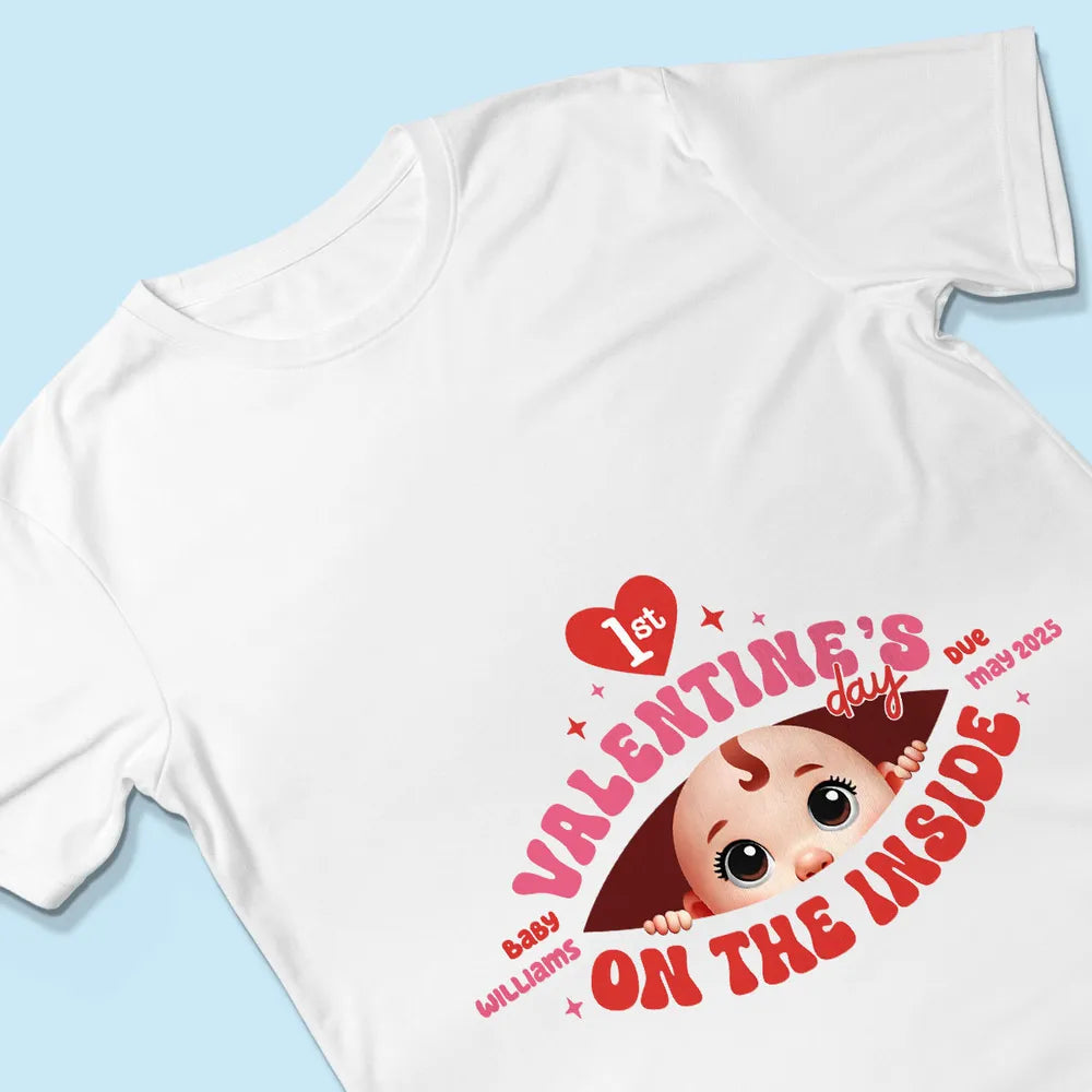Valentine’s Day Maternity Shirt – Customizable “Baby Is Coming” Classic Tee & Women’s Tee for Expecting Moms