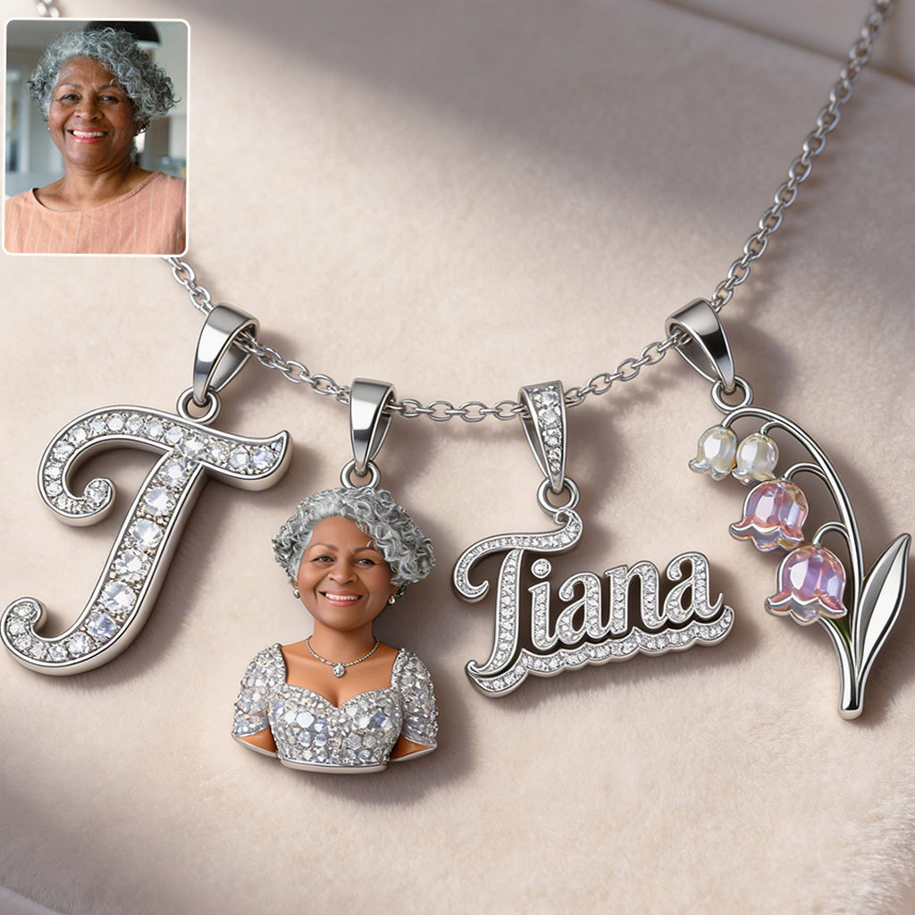 Alphabet Letter, Photo Transform And Flower - Personalized Self Love Metal Necklaces With Pendants