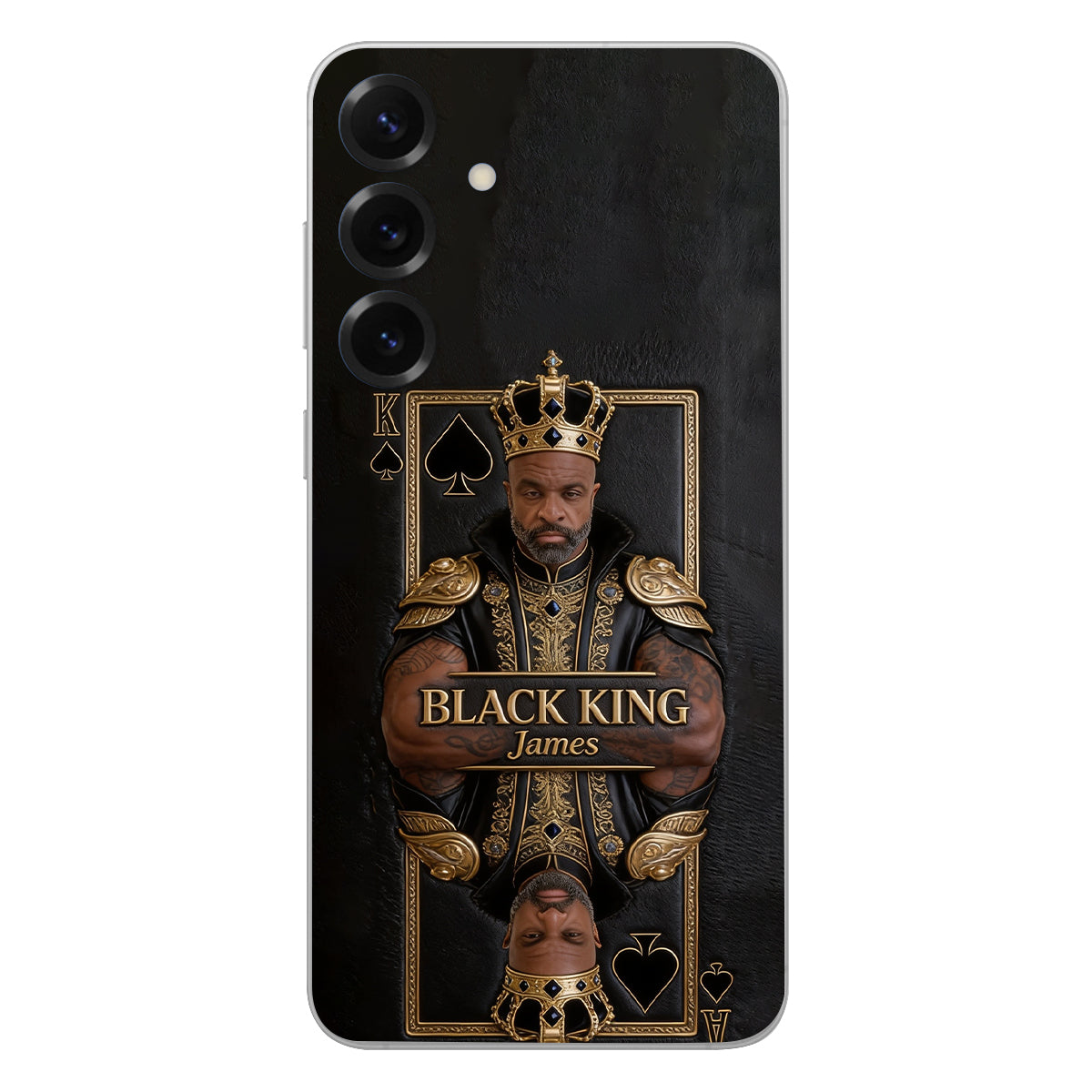 Black King - Personalized African American 3D Embossed Leather Phone Case