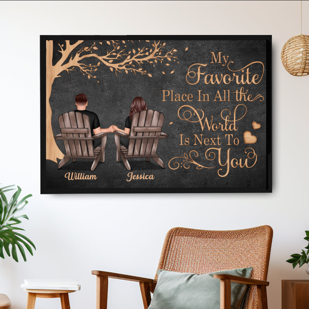 Back View Couple Sitting Under Tree – Personalized Poster, Keychain, Plaque, Pillow & More, Anniversary Gift for Him or Her